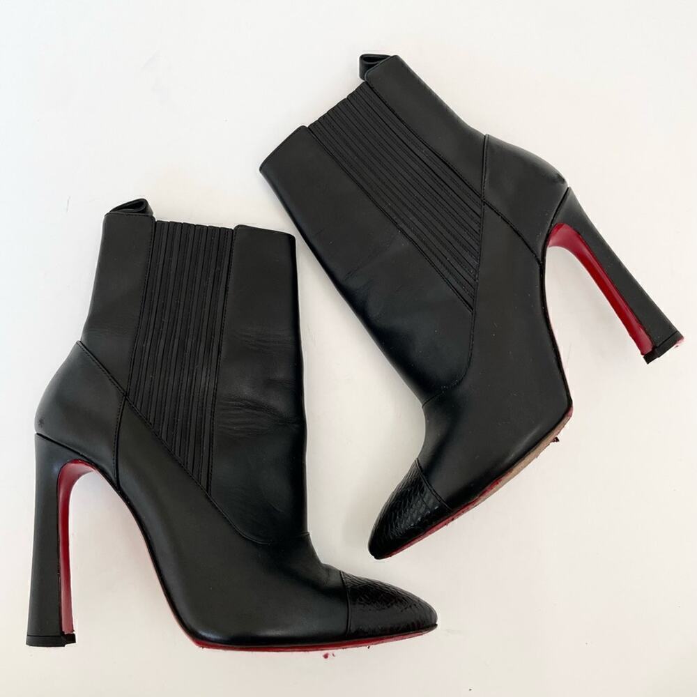 Christian Louboutin Me in the 90's 100 Black Leather Calf High Heels Boots EU 38